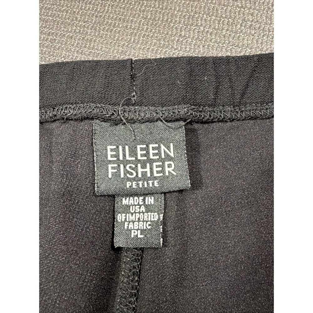 Eileen Fisher Pants Womens LP Black Pull On Crepe Tapered Stretch Crop Mid Rise - Picture 3 of 4